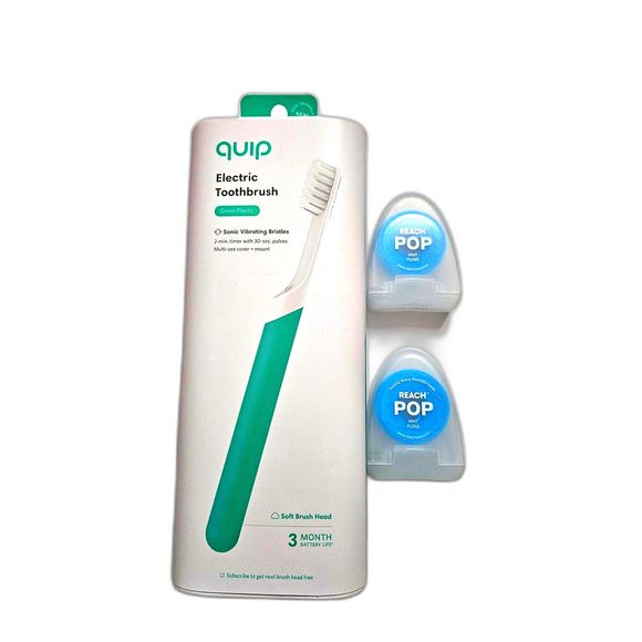 NEW Quip Electrical Toothbrush (Green) and 2-pk Reach Pop Floss - Picture 1 of 5
